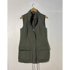 Worth New York Utility Vest Women 12 Green Sleeveless Zip Front Tailored